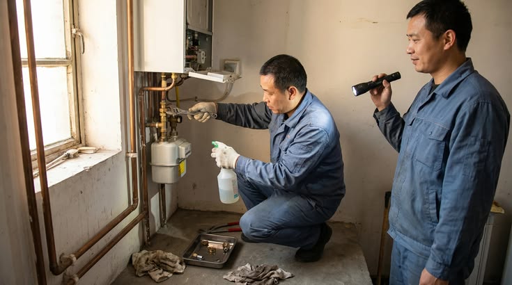 Doorstep technician inspecting water tank in Lucknow
